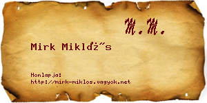 Mirk Miklós névjegykártya